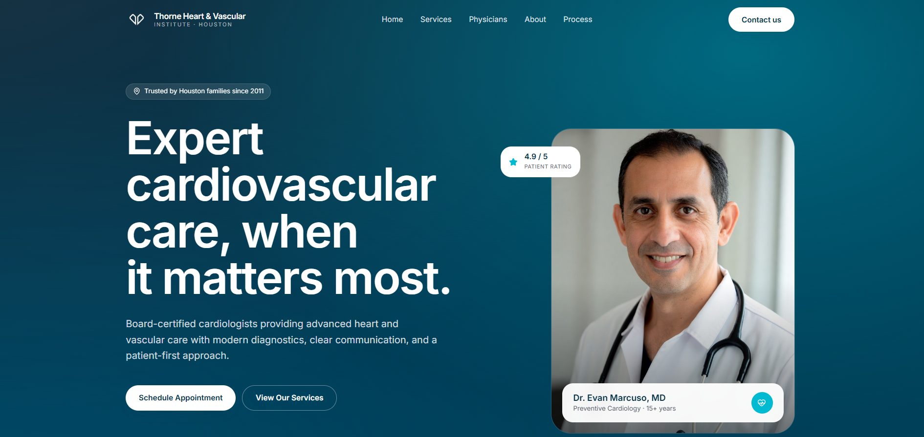 Thorne Heart & Vascular Institute website preview