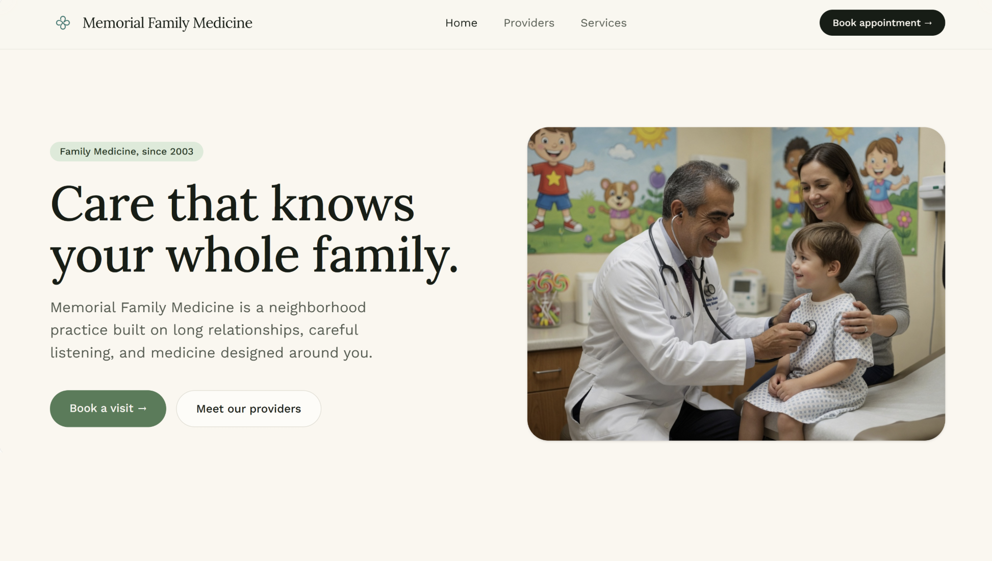 Memorial Family Medicine website preview
